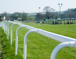 Metal railing on a race track